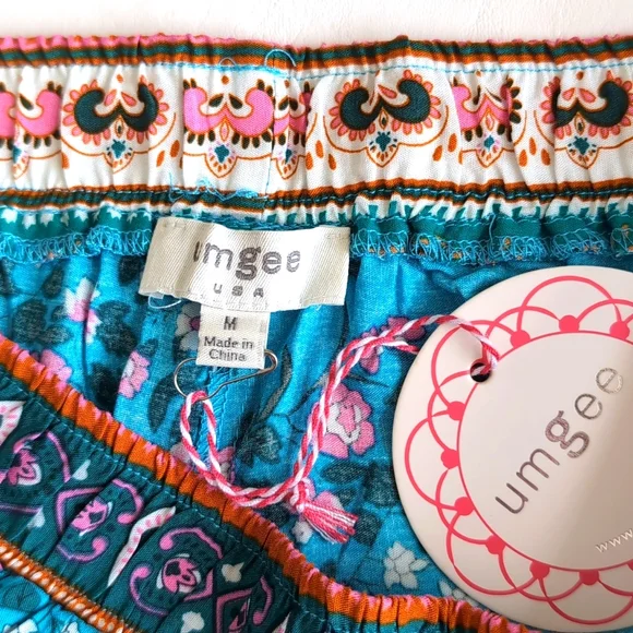 NWT Umgee Mixed Print Floral Tiered Palazzo Pants w/ Pockets Women's Siz… - Picture 5 of 9